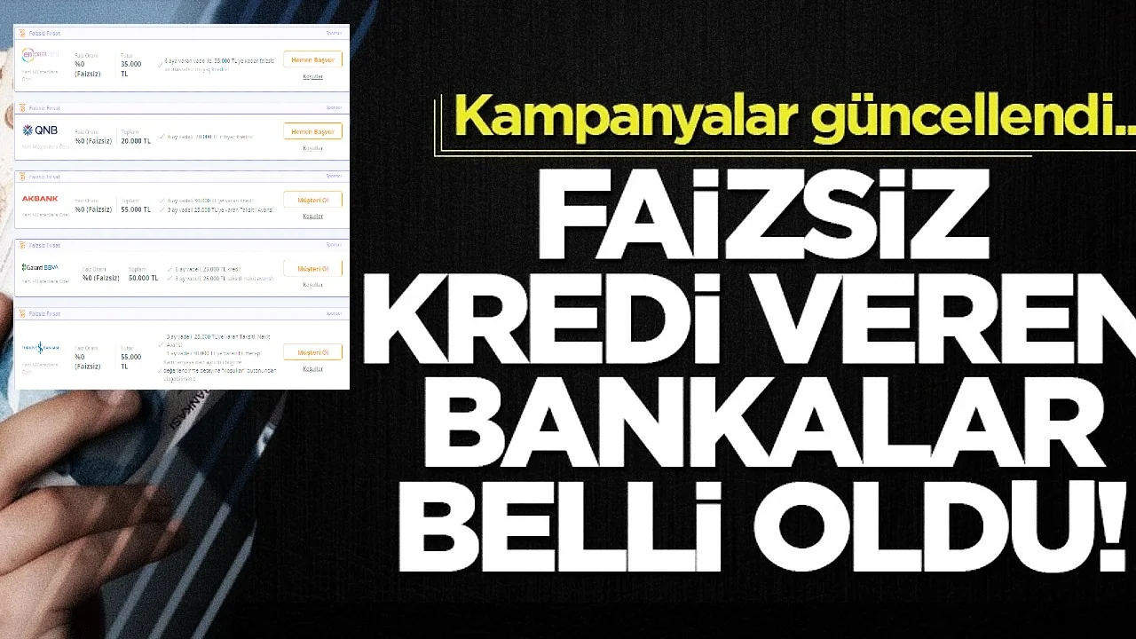 2025 faizsiz kredi veren bankaların listesi belli oldu