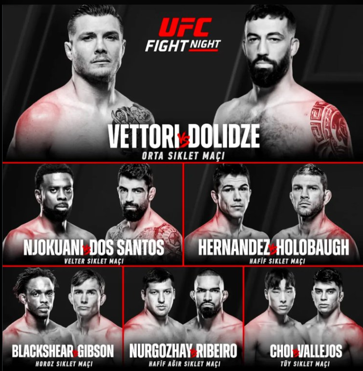 UFC Vegas 104'te Vettori - Dolidze karşılaşacak! UFC Vegas 104 ne zaman, saat kaçta, hangi kanalda?