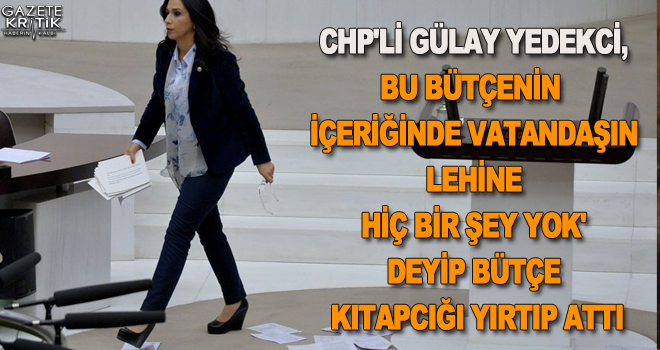 CHP'Lİ GÜLAY YEDEKCİ,Bu bütçenin içeriğinde vatandaşın lehine hiç bir şey yok' deyip bütçe kitapcığı yırtıp attı