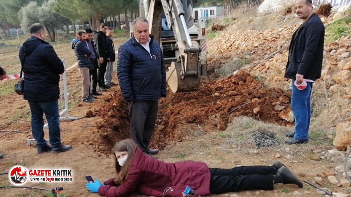 Kadın profesör kepçenin önüne yattı!