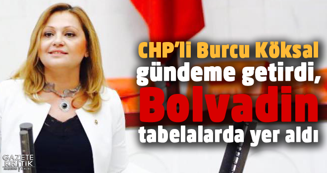 CHP'li Burcu Köksal gündeme getirdi, Bolvadin tabelalarda yer aldı