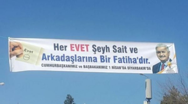 AKP, Diyarbakır'da astığı 'Şeyh Sait' pankartlarını toplattı