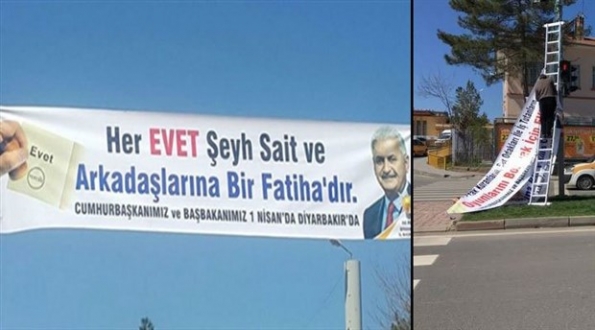 AKP 'Şeyh Sait'li pankartını inkar etti