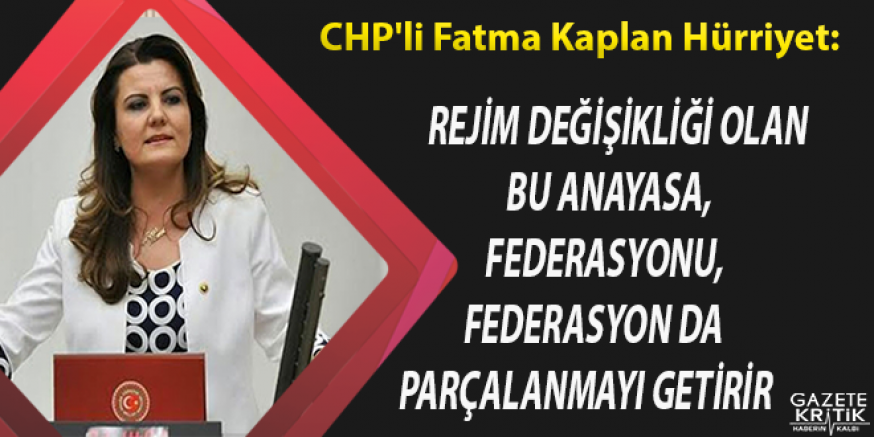 CHP'li Fatma Kaplan Hürriyet: 'Bu anayasa ülkeyi parçalar'